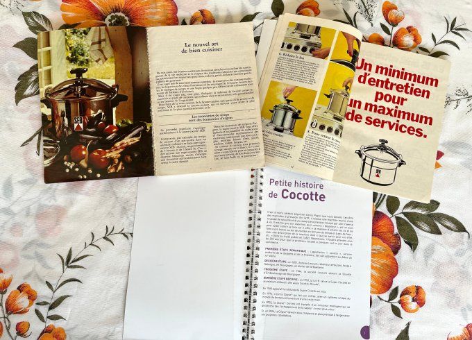 Lot de 3 livres cuisine, recettes pour cocotte minute SEB - Époques 1970, 1980 et 2000