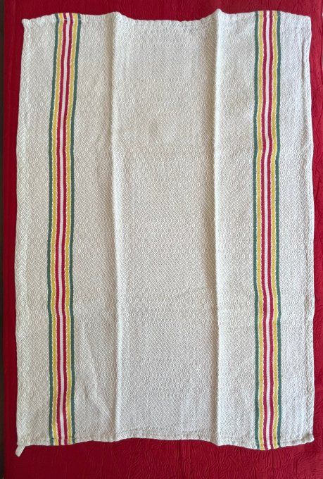 Lot de 3 torchons anciens en coton ou métis de belle qualité à rayures colorées.