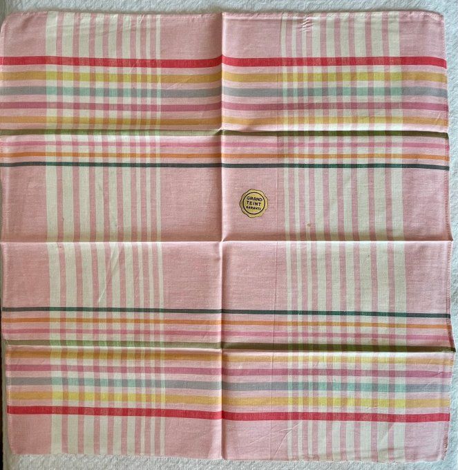Lot de 5 serviettes de table vintage à rayures colorées comprenant 3 déclinaisons en rose et 2 en ve