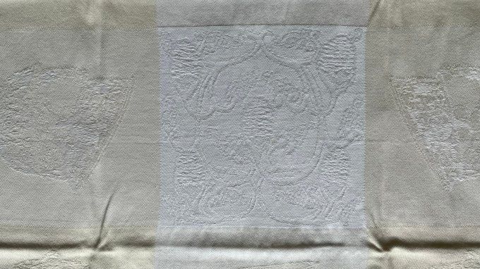 Lot de 5 serviettes de table vintage en tissu damassé bicolore, années 1980/1990