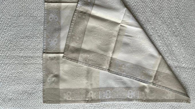 Lot de 5 serviettes de table vintage en tissu damassé bicolore, années 1980/1990