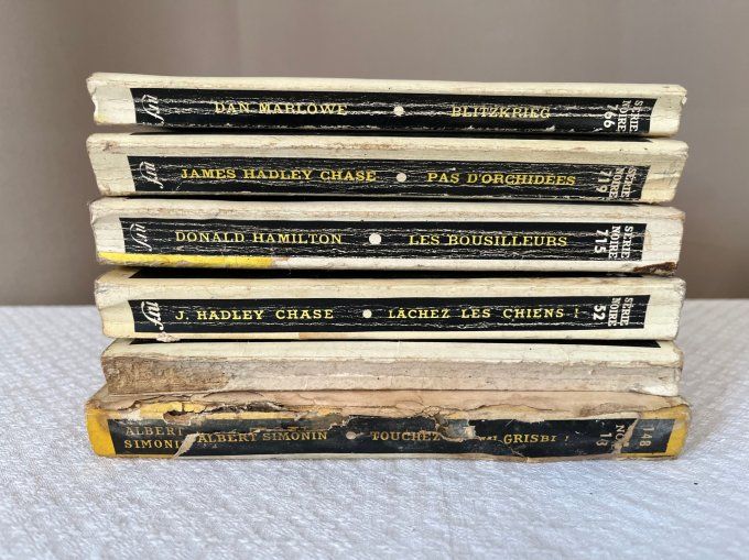 Lot de 6 livres anciens, Série noire, polars, policiers ... Dont "Touchez pas au Grisbi !"