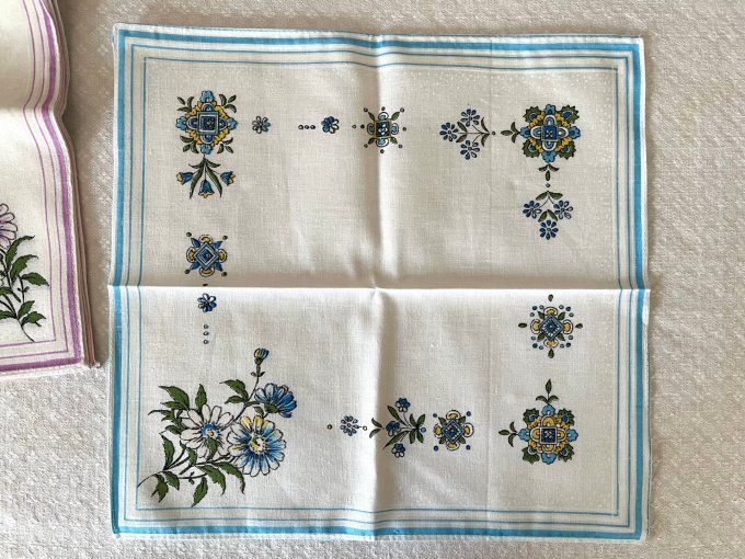 Lot de 6 mouchoirs, 3 modèles au choix, Papillon, Oiseaux ou Fleurs, Neufs