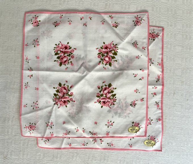 Lot de 6 mouchoirs fleuris en coton, Neufs