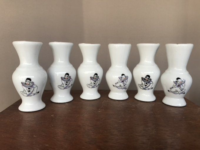 Lot de 6 petits vases, soliflores Pierrot, vintage