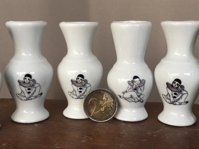 Lot de 6 petits vases, soliflores Pierrot, vintage