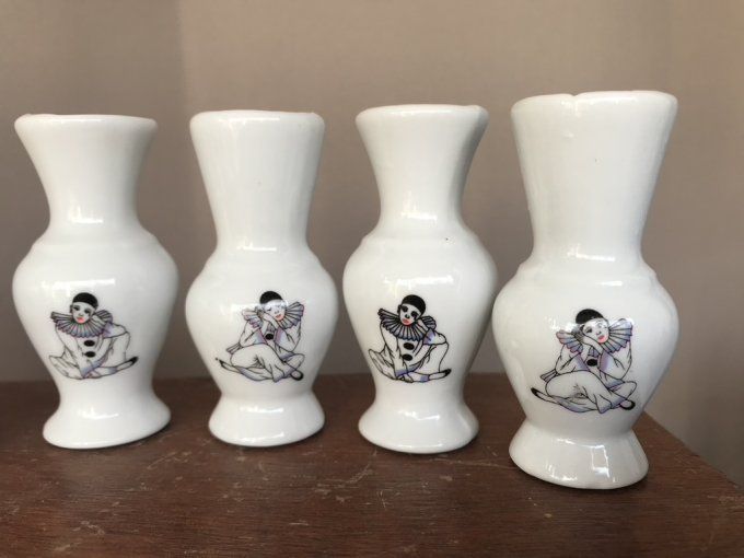 Lot de 6 petits vases, soliflores Pierrot, vintage