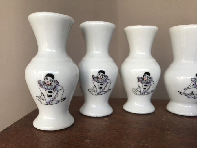 Lot de 6 petits vases, soliflores Pierrot, vintage