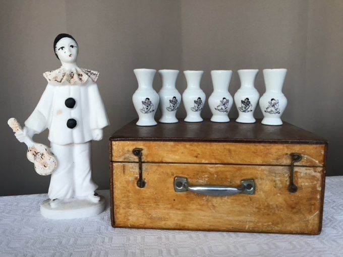 Lot de 6 petits vases, soliflores Pierrot, vintage