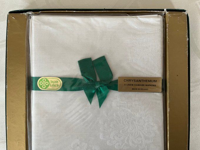 Lot de 6 serviettes de table en lin damassé – Ewart Liddell – Modèle Chrysanthème