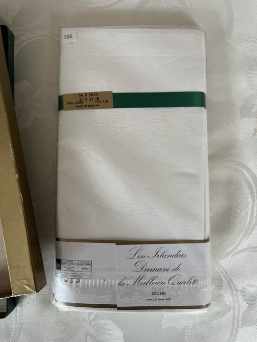 Lot de 6 serviettes de table en lin damassé – Ewart Liddell – Modèle Chrysanthème