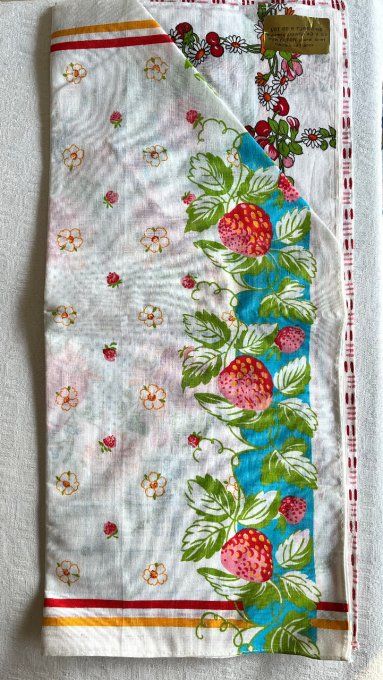 Lot de 6 torchons à imprimés assortis vintage, pur coton, Neuf