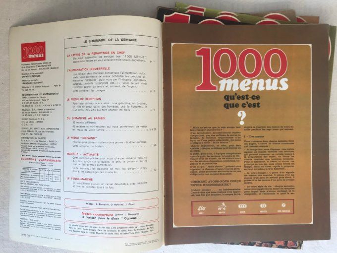 Lot de Magazines de recettes,  La cuisine de A à Z et 1000 Menus, Vintage