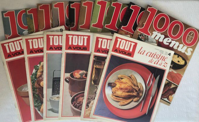 Lot de Magazines de recettes,  La cuisine de A à Z et 1000 Menus, Vintage