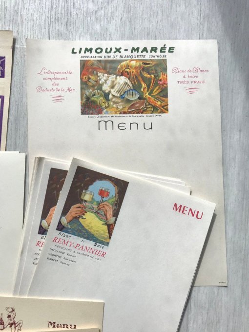 Lot de menus et blocs notes, anciens de bar / café / restaurant, vierges