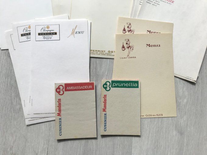 Lot de menus et blocs notes, anciens de bar / café / restaurant, vierges, bistrot, collection