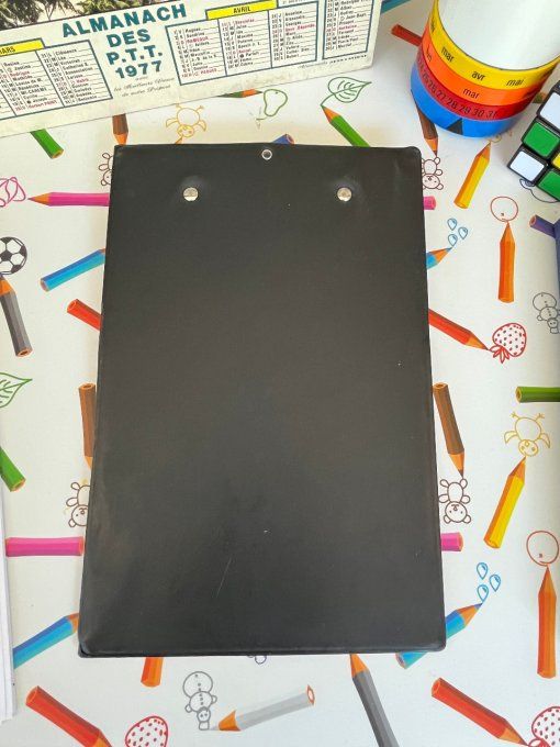 Lot pour bureau vintage, Pot à crayons calendrier perpetuel et porte bloc orange