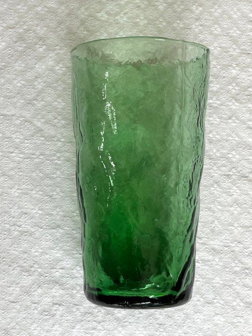 Lots de 6 Verres à boisson haut de style scandinave en verre texturé vert bouteille.