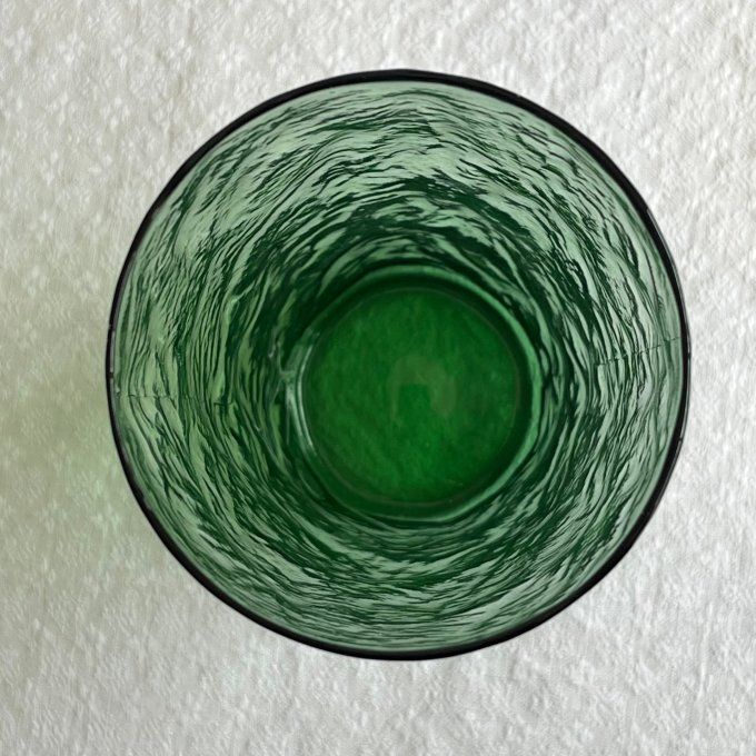 Lots de 6 Verres à boisson haut de style scandinave en verre texturé vert bouteille.