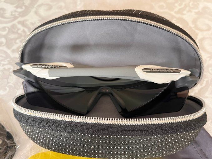 Lunettes de soleil sport Demetz Senso gris bleu avec verres interchangeables.