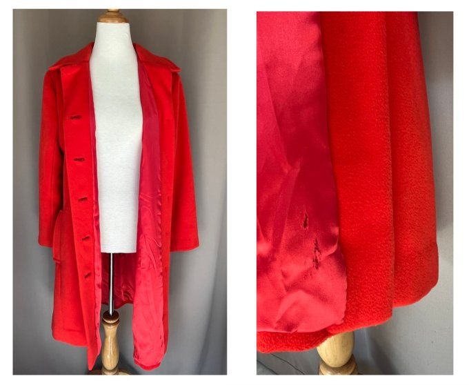 Manteau fait main vintage, orange