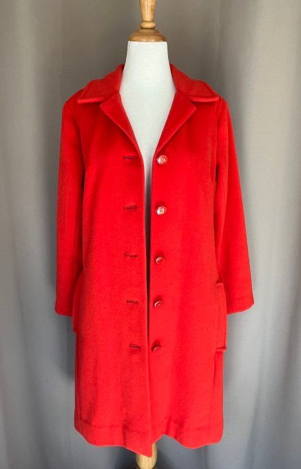 Manteau fait main vintage, orange