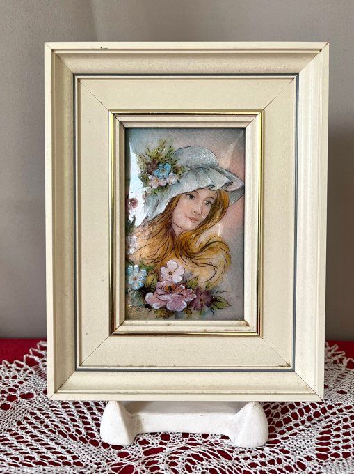 Mini Tableau Émail de Limoges signé par l'artiste J. Granger et daté de 1986