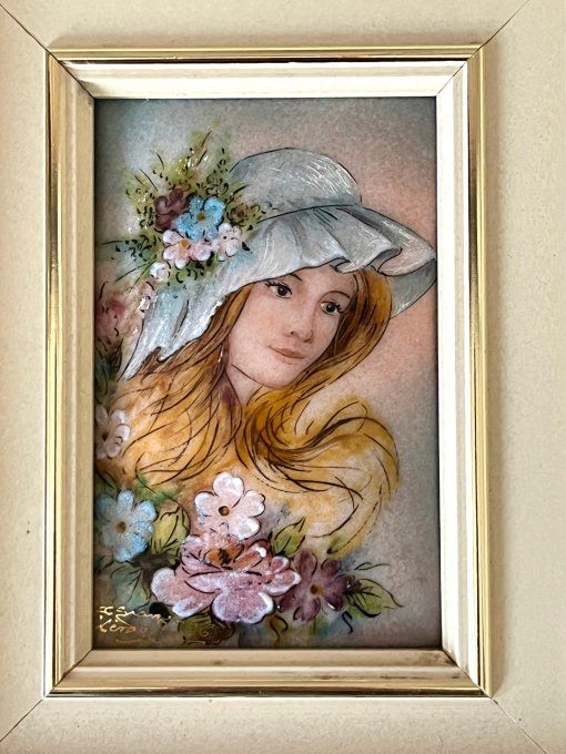 Mini Tableau Émail de Limoges signé par l'artiste J. Granger et daté de 1986