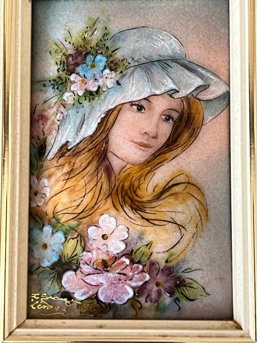 Mini Tableau Émail de Limoges signé par l'artiste J. Granger et daté de 1986