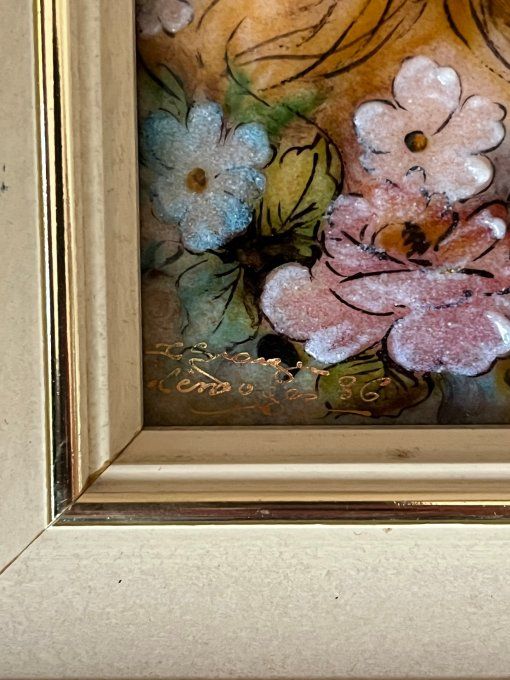 Mini Tableau Émail de Limoges signé par l'artiste J. Granger et daté de 1986