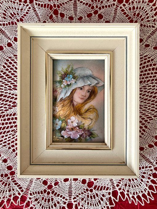 Mini Tableau Émail de Limoges signé par l'artiste J. Granger et daté de 1986