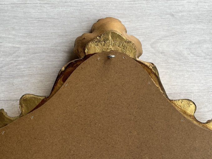 Miroir mural vintage baroque, Rococo doré - Cadre en bois sculpté - Années 60