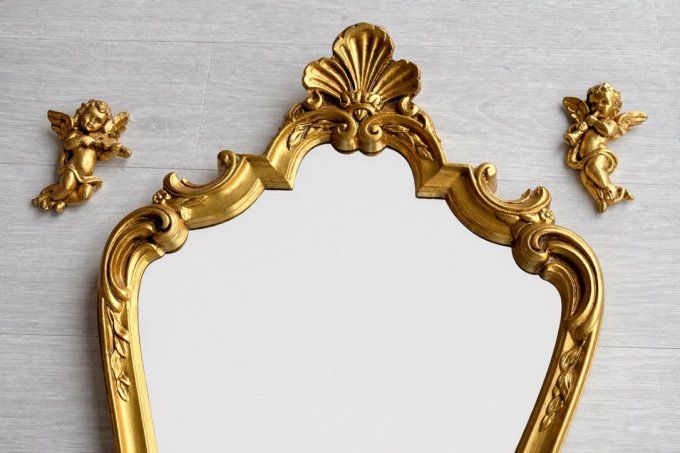 Paire de chérubins Baroques dorés - Anges musiciens - Années 70