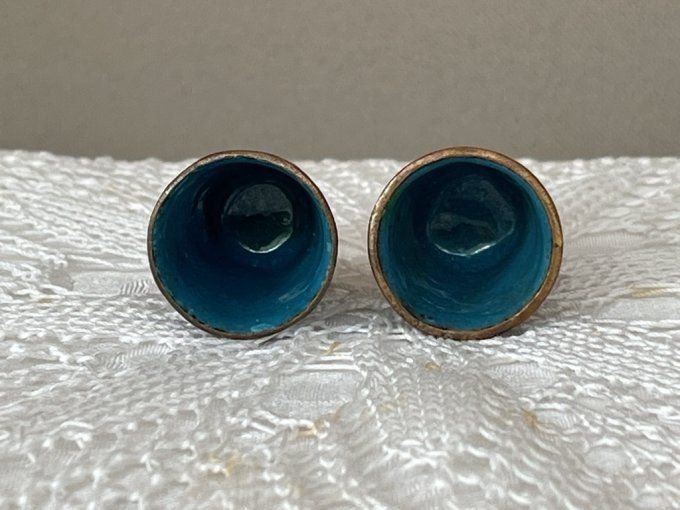 Paire de dés à coudre anciens en émail cloisonné