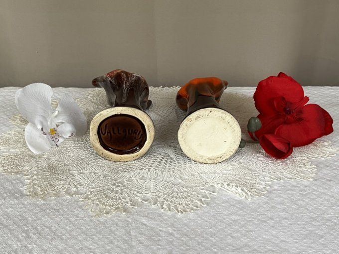 Paire de mains Vallauris vintage - Soliflores et Baguiers - Orange & Marron