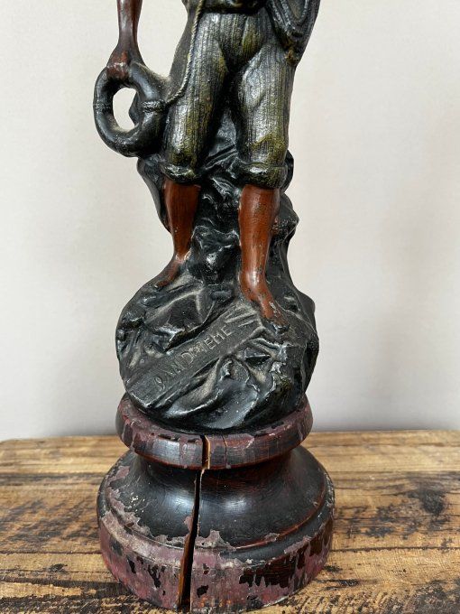 Paire de statues anciennes en régule, Andmeme - Marin Pêcheur et Marchande de poissons