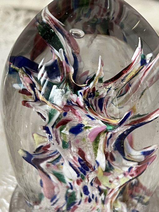 Paire de Sulfures, presse-papier en verre soufflé