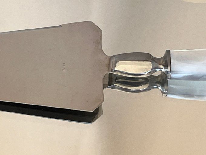 Pelle à tarte vintage en inox - Orfèvrerie R. Filliot - Manche imitation nacre