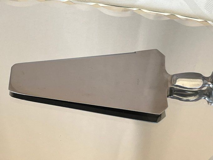 Pelle à tarte vintage en inox - Orfèvrerie R. Filliot - Manche imitation nacre