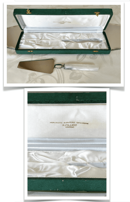 Pelle à tarte vintage en inox - Orfèvrerie R. Filliot - Manche imitation nacre