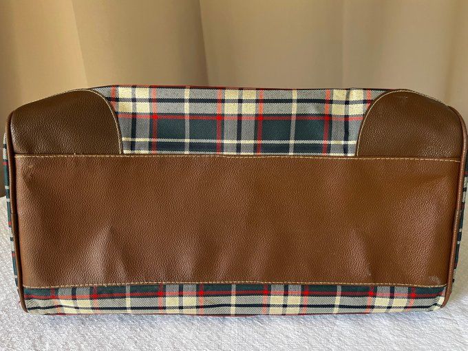 Petit sac de voyage vintage, à carreaux style tartan, Années 60/70