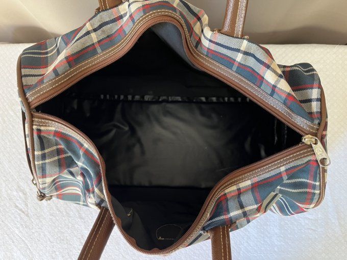 Petit sac de voyage vintage, à carreaux style tartan, Années 60/70