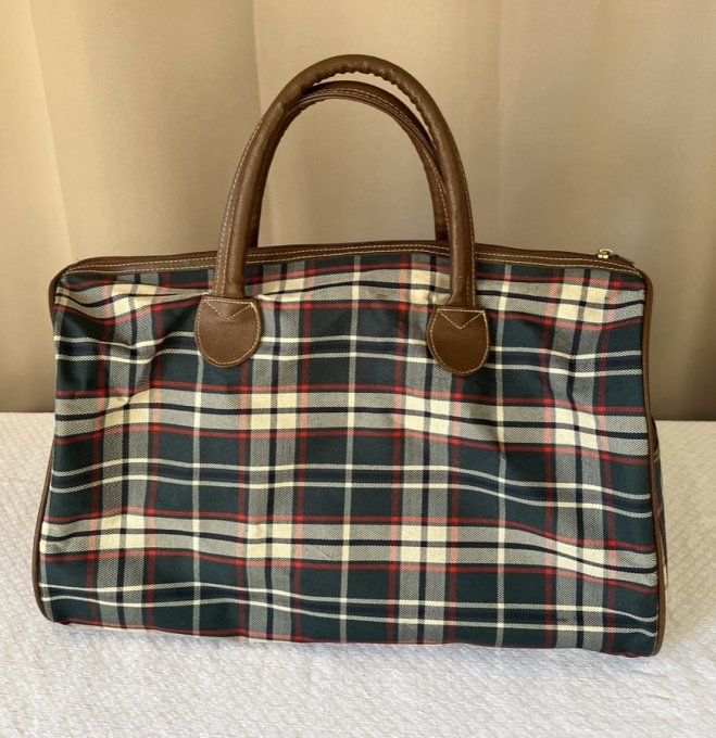 Petit sac de voyage vintage, à carreaux style tartan, Années 60/70