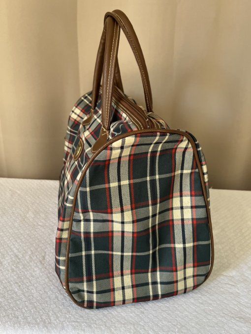 Petit sac de voyage vintage, à carreaux style tartan, Années 60/70
