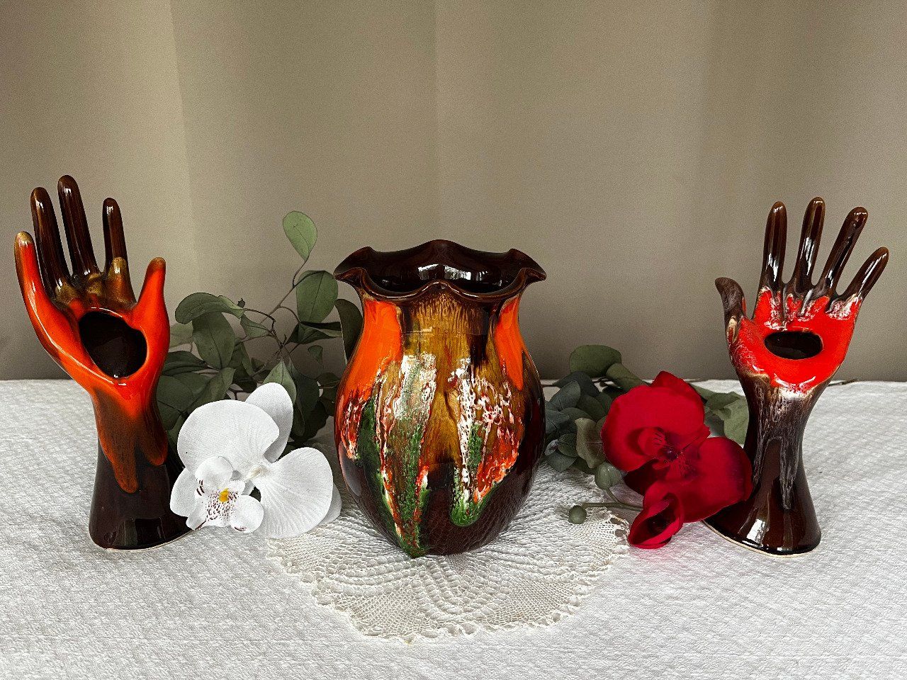 Petit vase Vallauris vintage - Décor de coulées Pop - Années 60/70