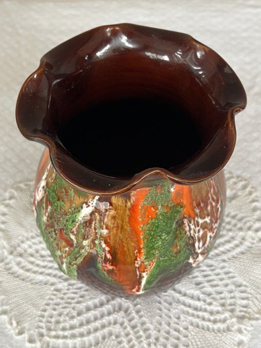 Petit vase Vallauris vintage - Décor de coulées Pop - Années 60/70