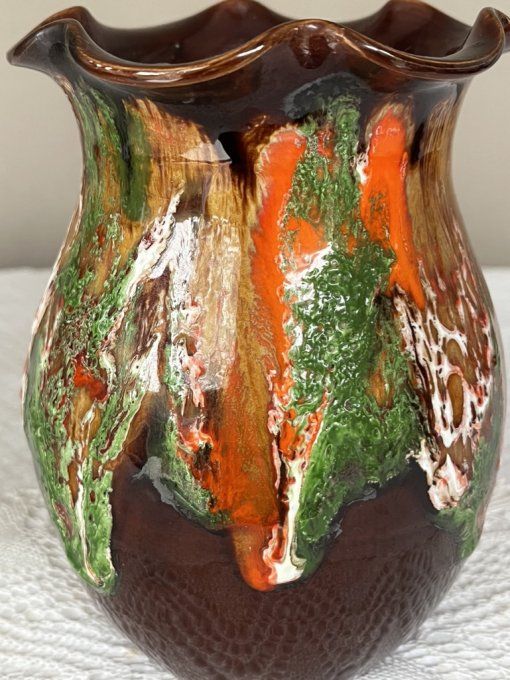 Petit vase Vallauris vintage - Décor de coulées Pop - Années 60/70