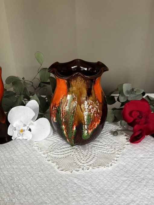 Petit vase Vallauris vintage - Décor de coulées Pop - Années 60/70