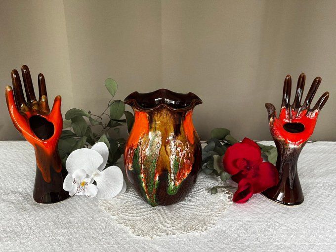 Petit vase Vallauris vintage - Décor de coulées Pop - Années 60/70