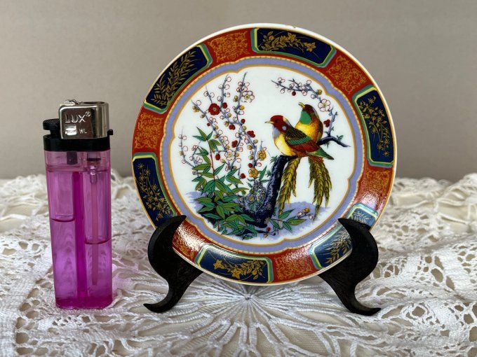 Petite assiette décorative asiatique – Oiseaux du paradis – Reproduction chinoise d’après Noritake